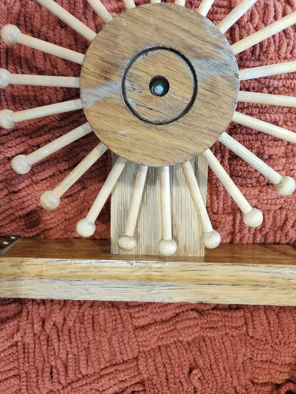 Vintage Wooden Rotating Tie & Belt Rack Carousel | Wall Mounted Organizer